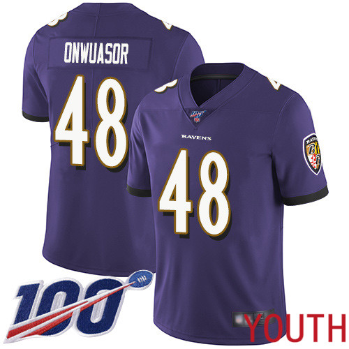 Baltimore Ravens Limited Purple Youth Patrick Onwuasor Home Jersey NFL Football #48 100th Season Vapor Untouchable->women nfl jersey->Women Jersey